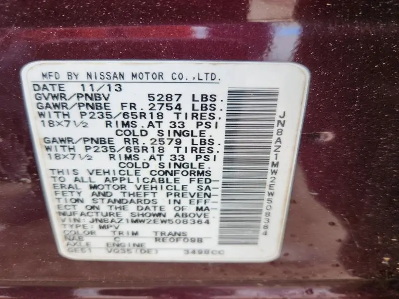 2014 NISSAN MURANO SL  