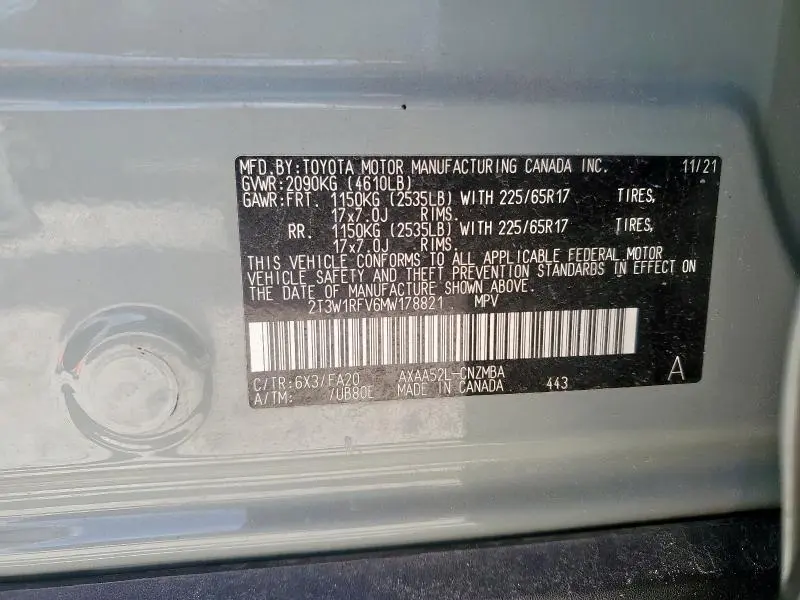 2021 TOYOTA RAV4 XLE  