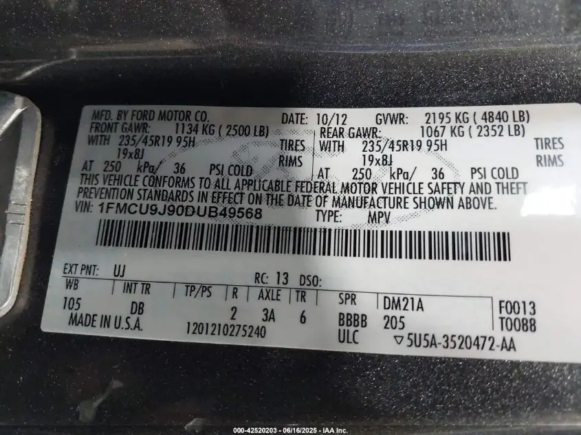 2013 FORD ESCAPE TITANIUM