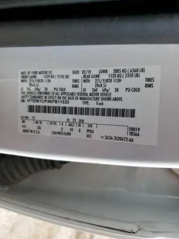 2019 FORD F150 SUPERCREW  