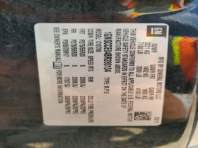 2011 CHEVROLET TAHOE C1500 LTZ  