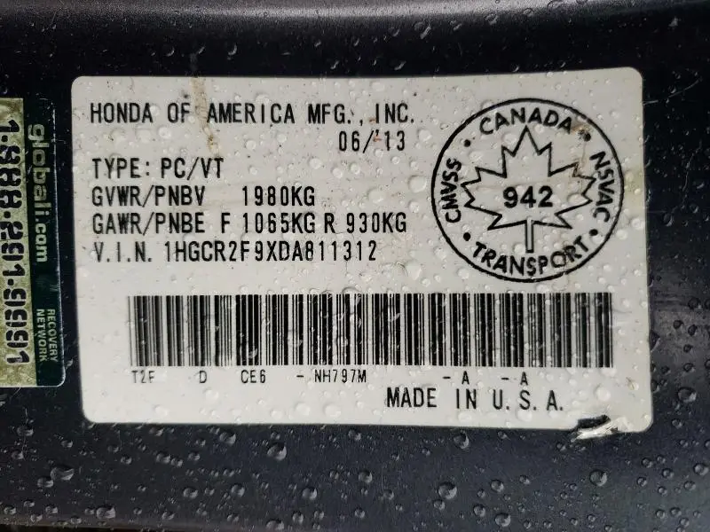 2013 HONDA ACCORD TOURING  