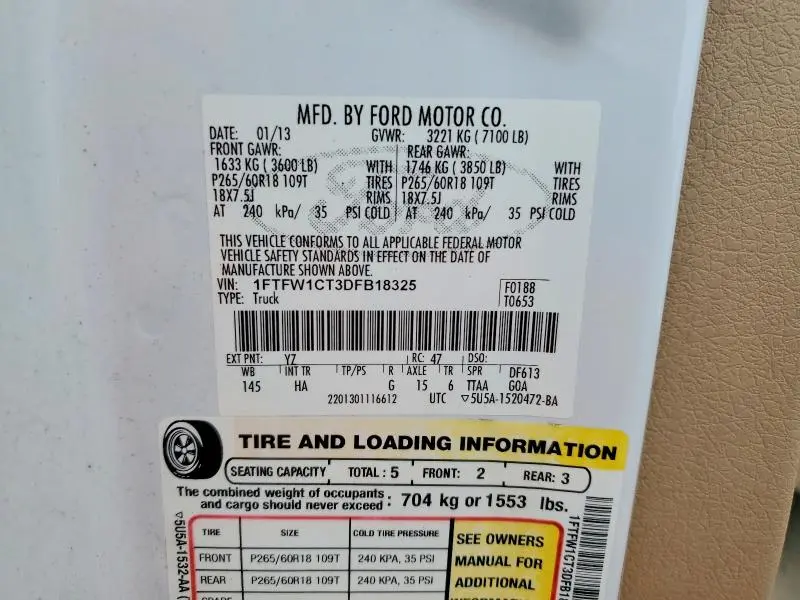 2013 FORD F150 SUPERCREW  
