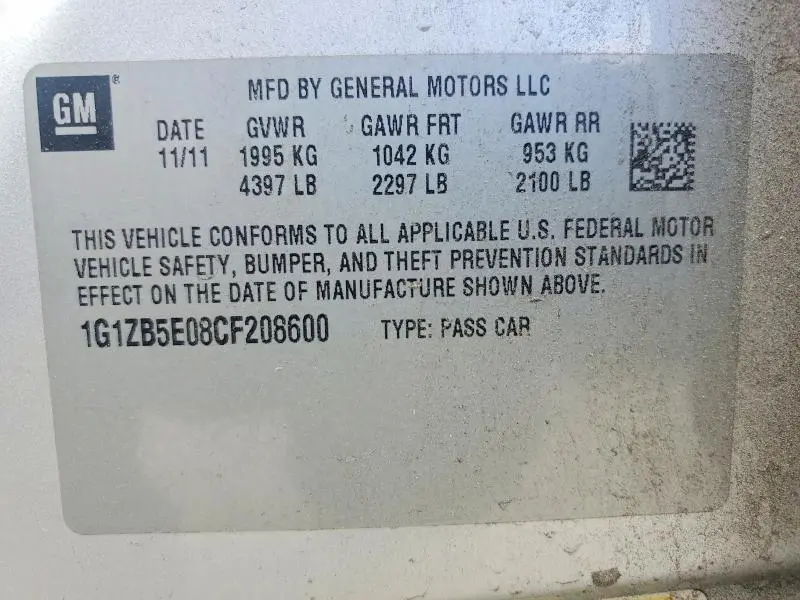2012 CHEVROLET MALIBU LS  