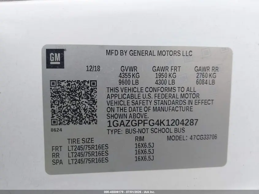2019 CHEVROLET EXPRESS 3500 LT