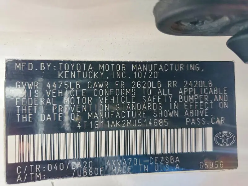 2021 TOYOTA CAMRY SE  