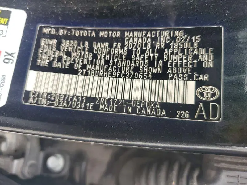 2015 TOYOTA COROLLA L  