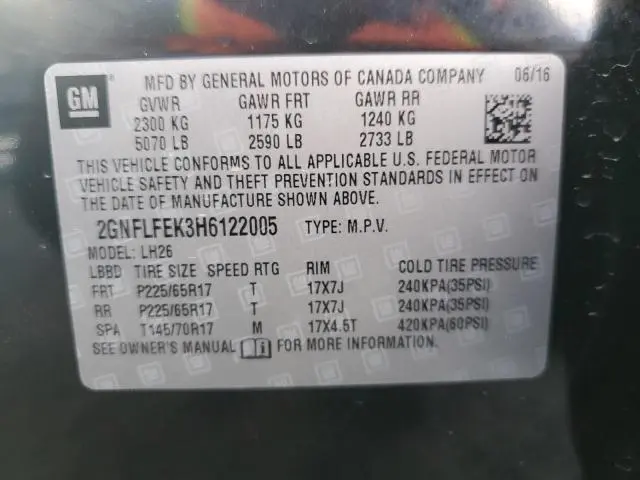 2017 CHEVROLET EQUINOX LT  