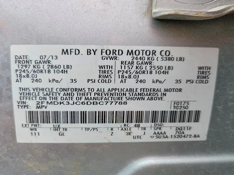 2013 FORD EDGE SEL  