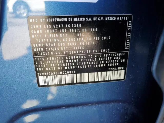 2018 VOLKSWAGEN TIGUAN SE  