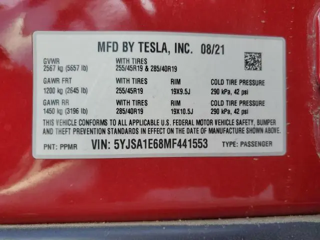 2021 TESLA MODEL S   
