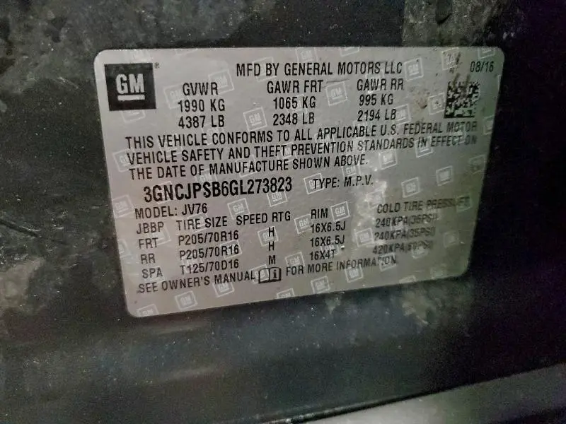 2016 CHEVROLET TRAX 1LT  