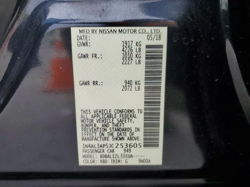 2018 NISSAN ALTIMA 2.5 SV  