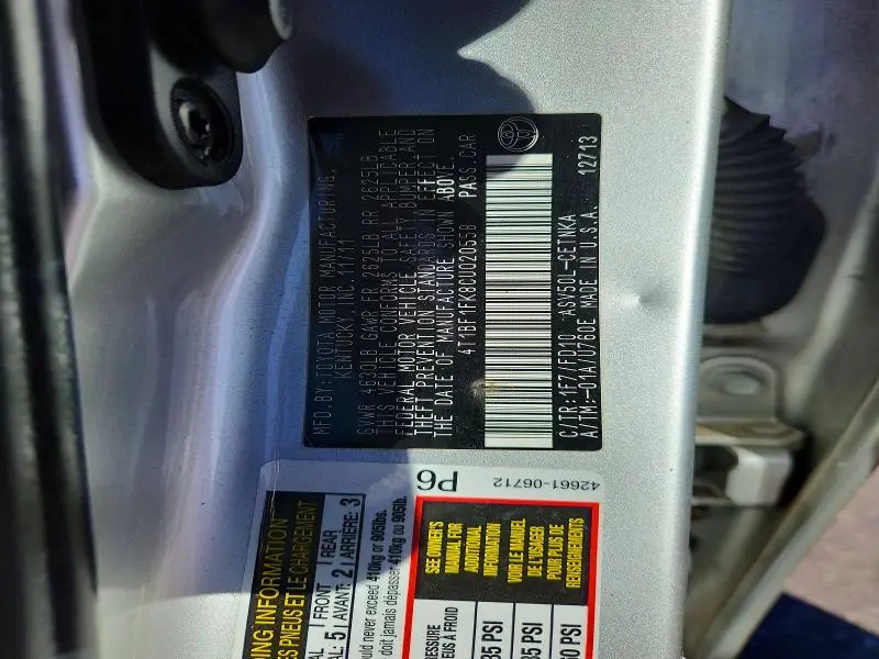 2012 TOYOTA CAMRY BASE  