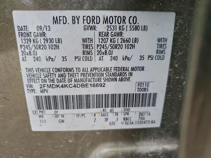 2013 FORD EDGE LIMITED  