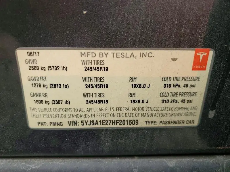 2017 TESLA MODEL S   