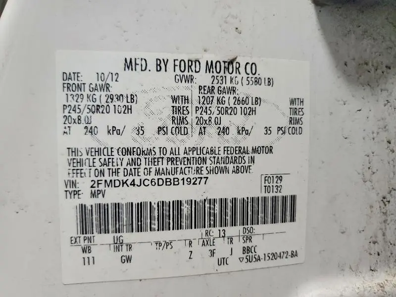 2013 FORD EDGE SEL  