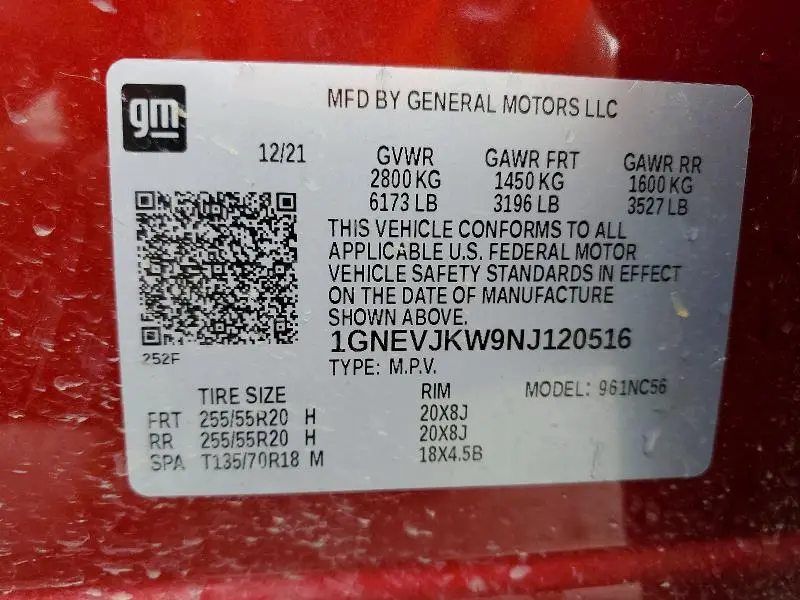 2022 CHEVROLET TRAVERSE RS  