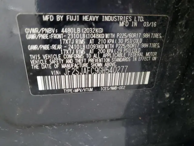 2016 SUBARU FORESTER 2.5I PREMIUM  