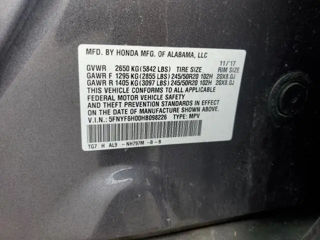 2017 HONDA PILOT ELITE  