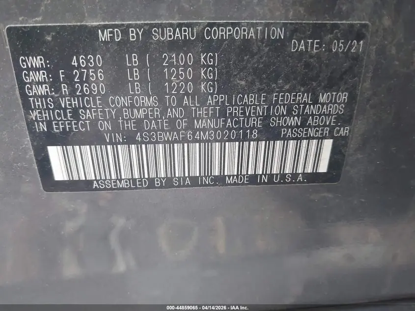2021 SUBARU LEGACY PREMIUM