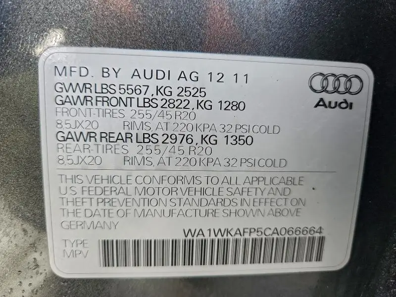 2012 AUDI Q5 PRESTIGE  