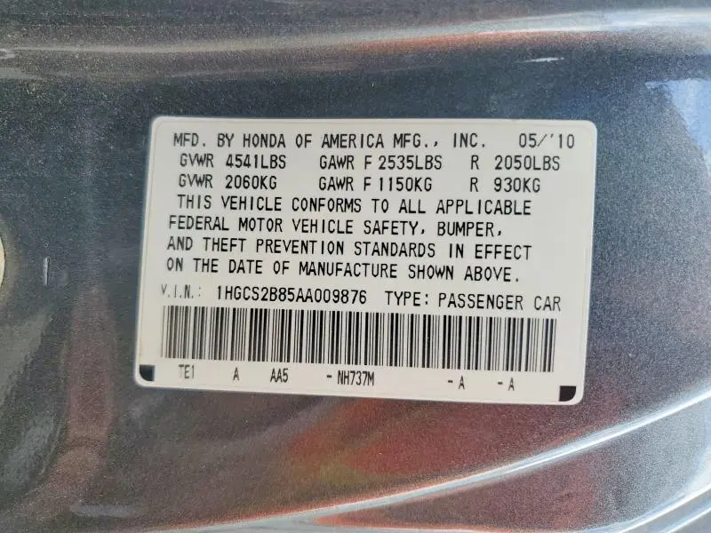 2010 HONDA ACCORD EXL  