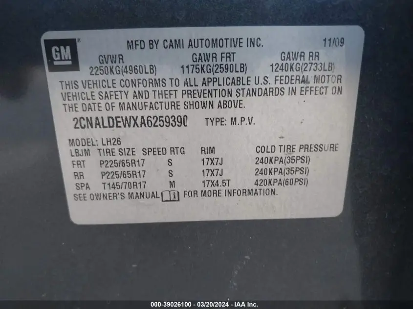 2010 CHEVROLET EQUINOX LT
