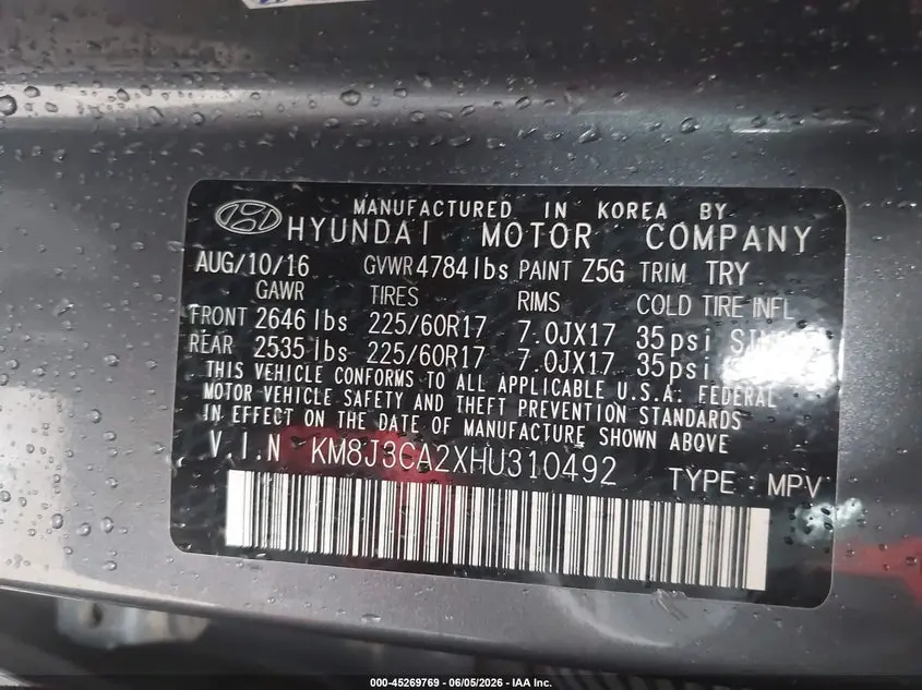 2017 HYUNDAI TUCSON ECO