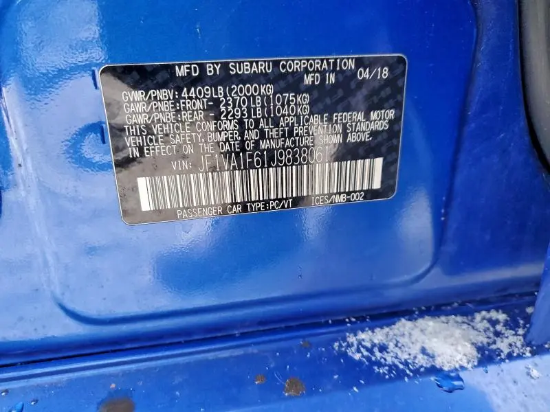 2018 SUBARU WRX LIMITED  