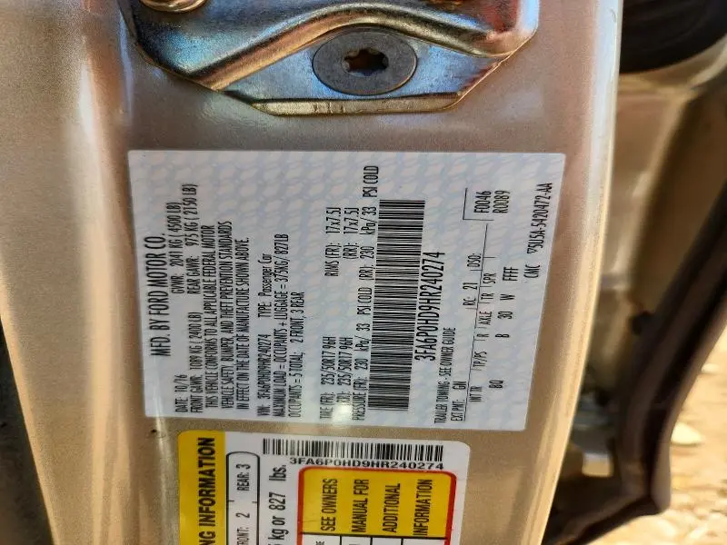 2017 FORD FUSION SE  