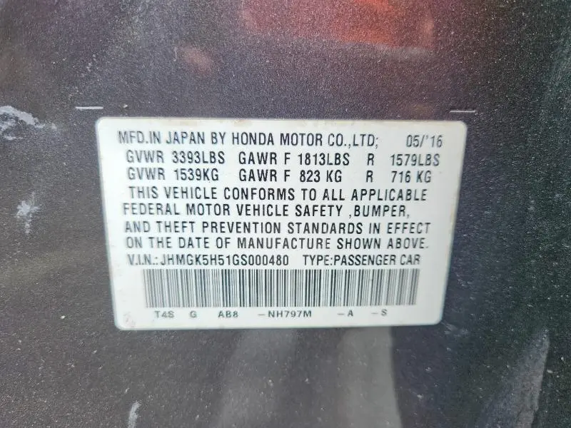 2016 HONDA FIT LX  