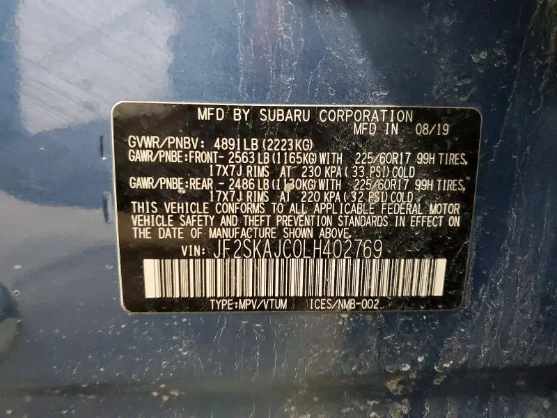 2020 SUBARU FORESTER PREMIUM  