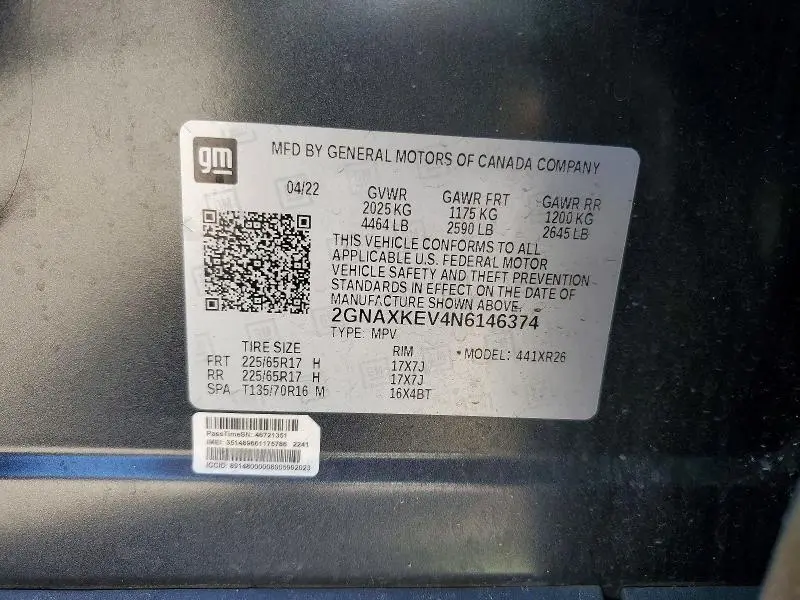 2022 CHEVROLET EQUINOX LT  