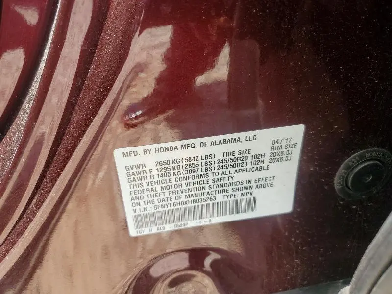 2017 HONDA PILOT ELITE  