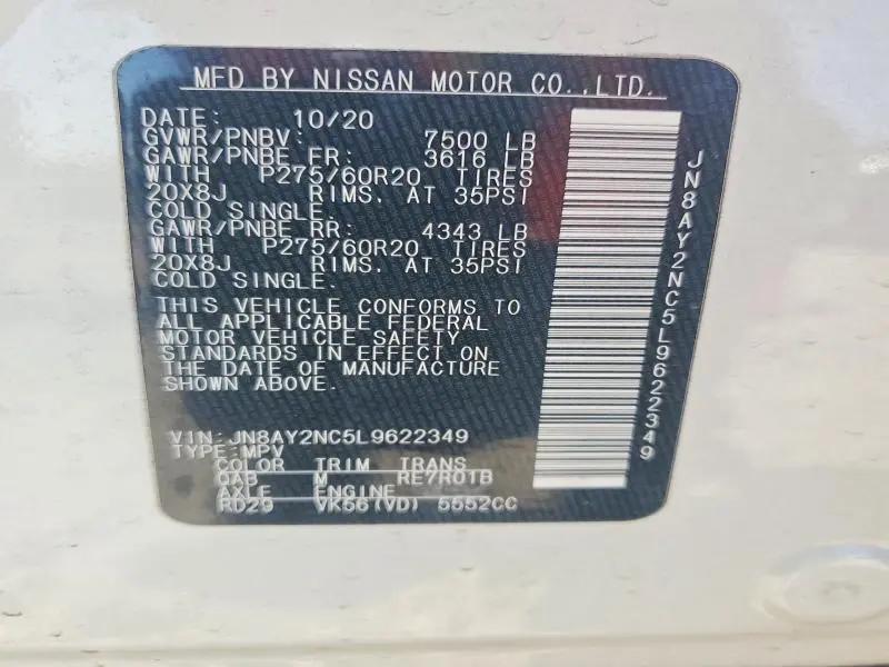 2020 NISSAN ARMADA SL  