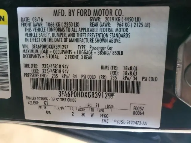 2016 FORD FUSION SE