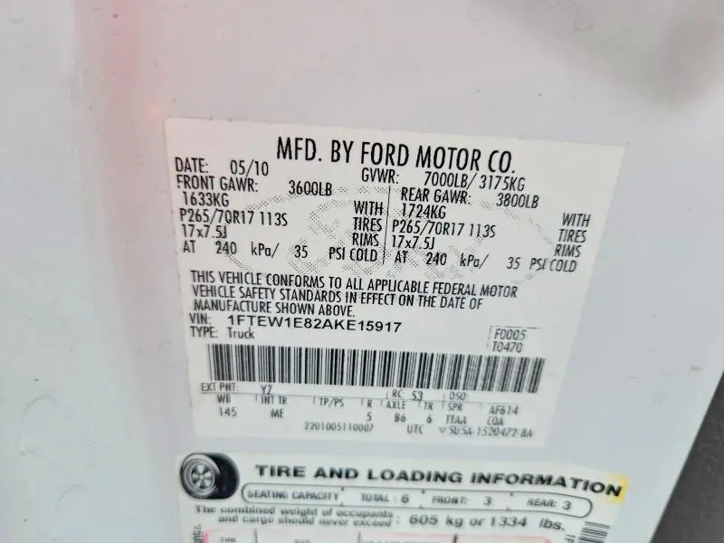 2010 FORD F150 SUPERCREW  