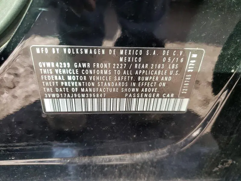 2016 VOLKSWAGEN JETTA SPORT  