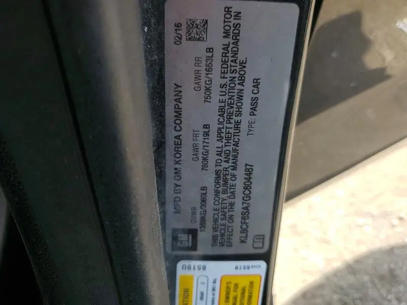 2016 CHEVROLET SPARK 2LT  