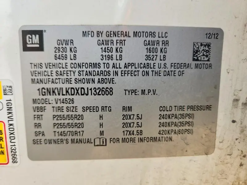 2013 CHEVROLET TRAVERSE LTZ  