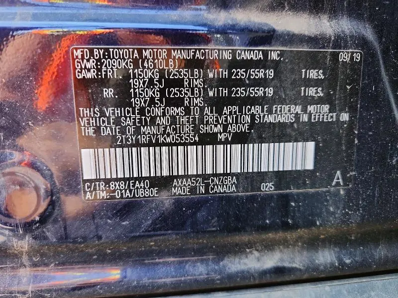 2019 TOYOTA RAV4 LIMITED  