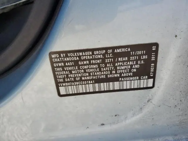 2012 VOLKSWAGEN PASSAT SE  