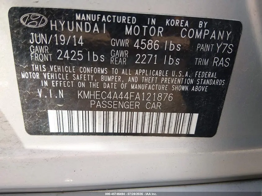 2015 HYUNDAI SONATA HYBRID LIMITED