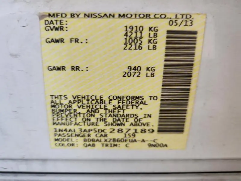 2013 NISSAN ALTIMA 2.5/S/SV/SL  