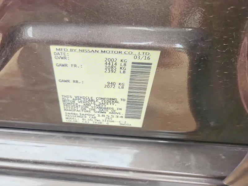 2016 NISSAN ALTIMA 3.5 SL  