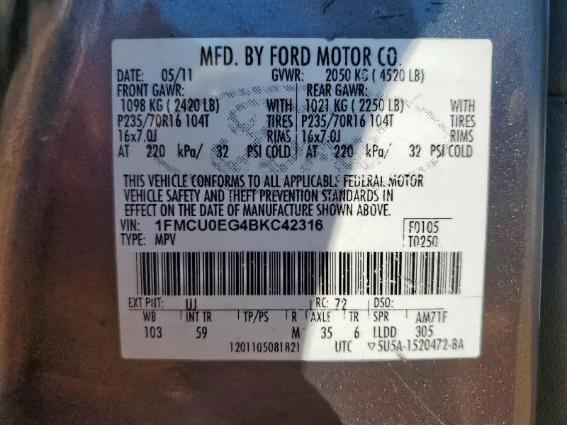 2011 FORD ESCAPE LIMITED  