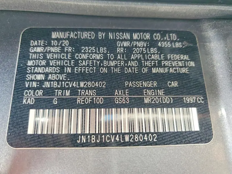 2020 NISSAN ROGUE SPORT S  