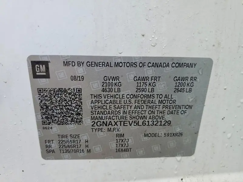 2020 CHEVROLET EQUINOX LT  