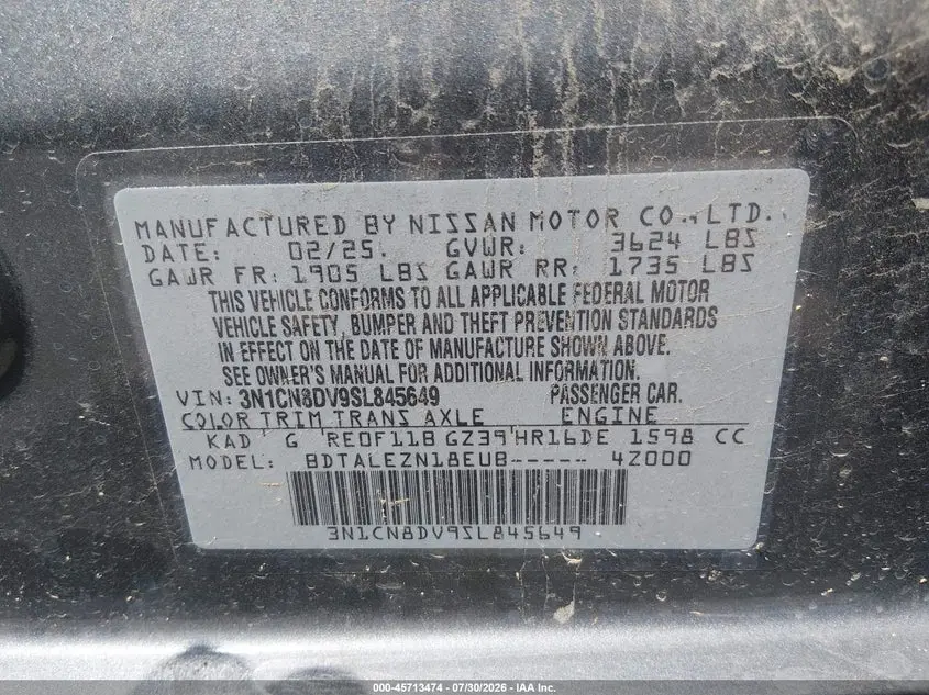 2025 NISSAN VERSA 1.6 S